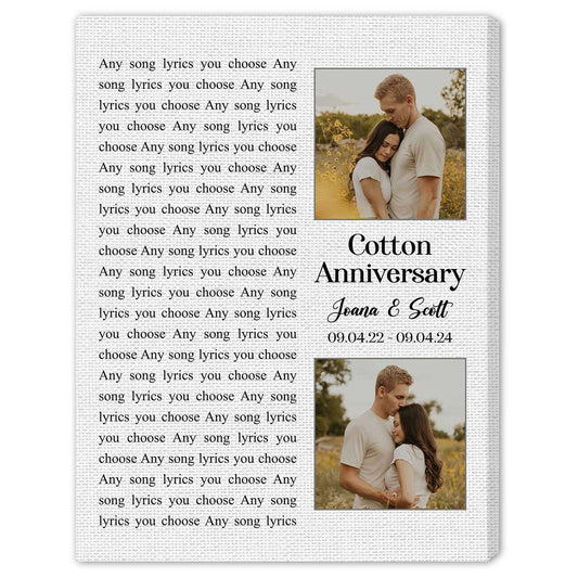 Cotton Anniversary - Personalized 2 Year Anniversary gift For Husband or Wife - Custom Canvas Print - MyMindfulGifts