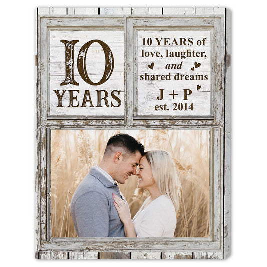 10 Years - Personalized 10 Year Anniversary gift For Husband or Wife - Custom Canvas Print - MyMindfulGifts