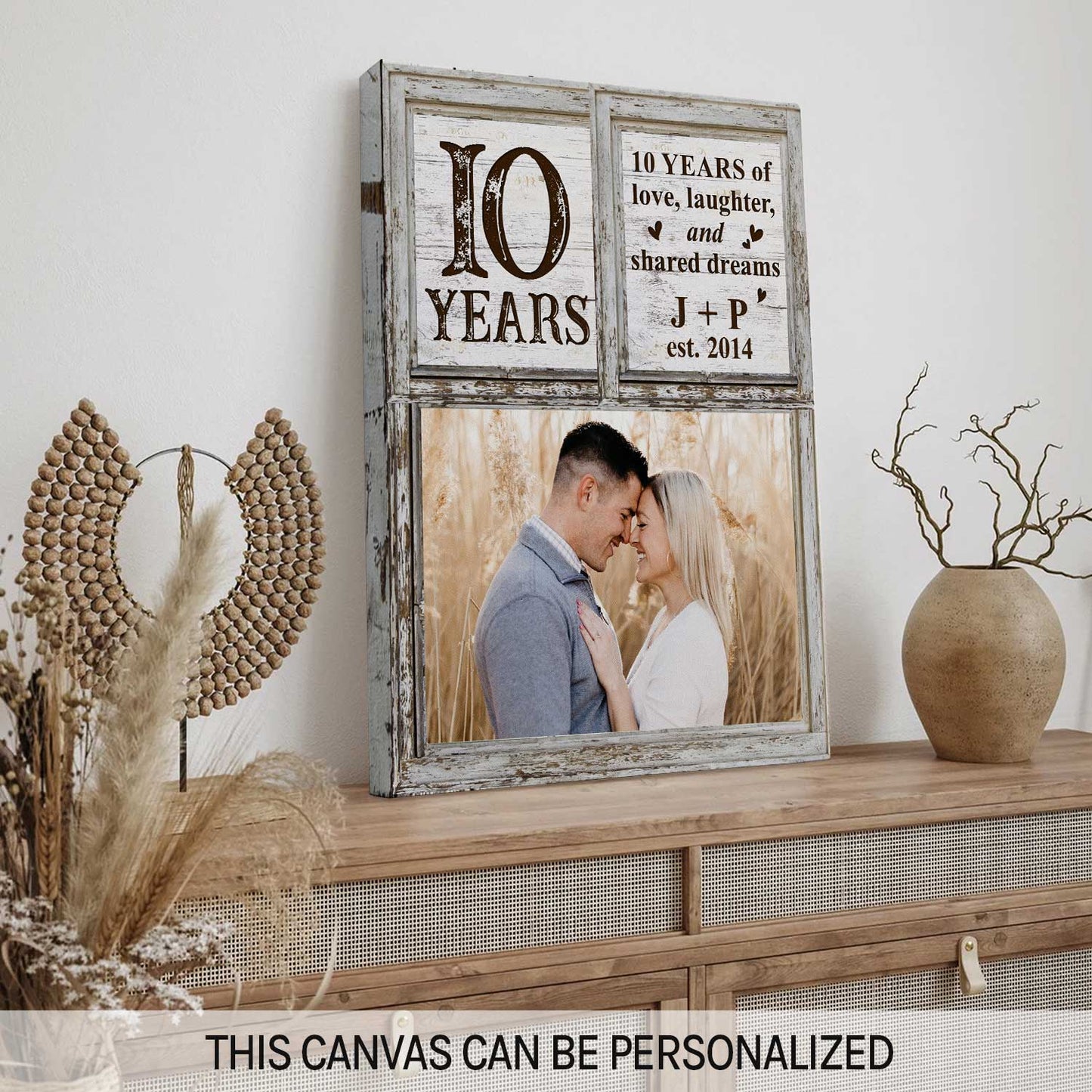 10 Years - Personalized 10 Year Anniversary gift For Husband or Wife - Custom Canvas Print - MyMindfulGifts