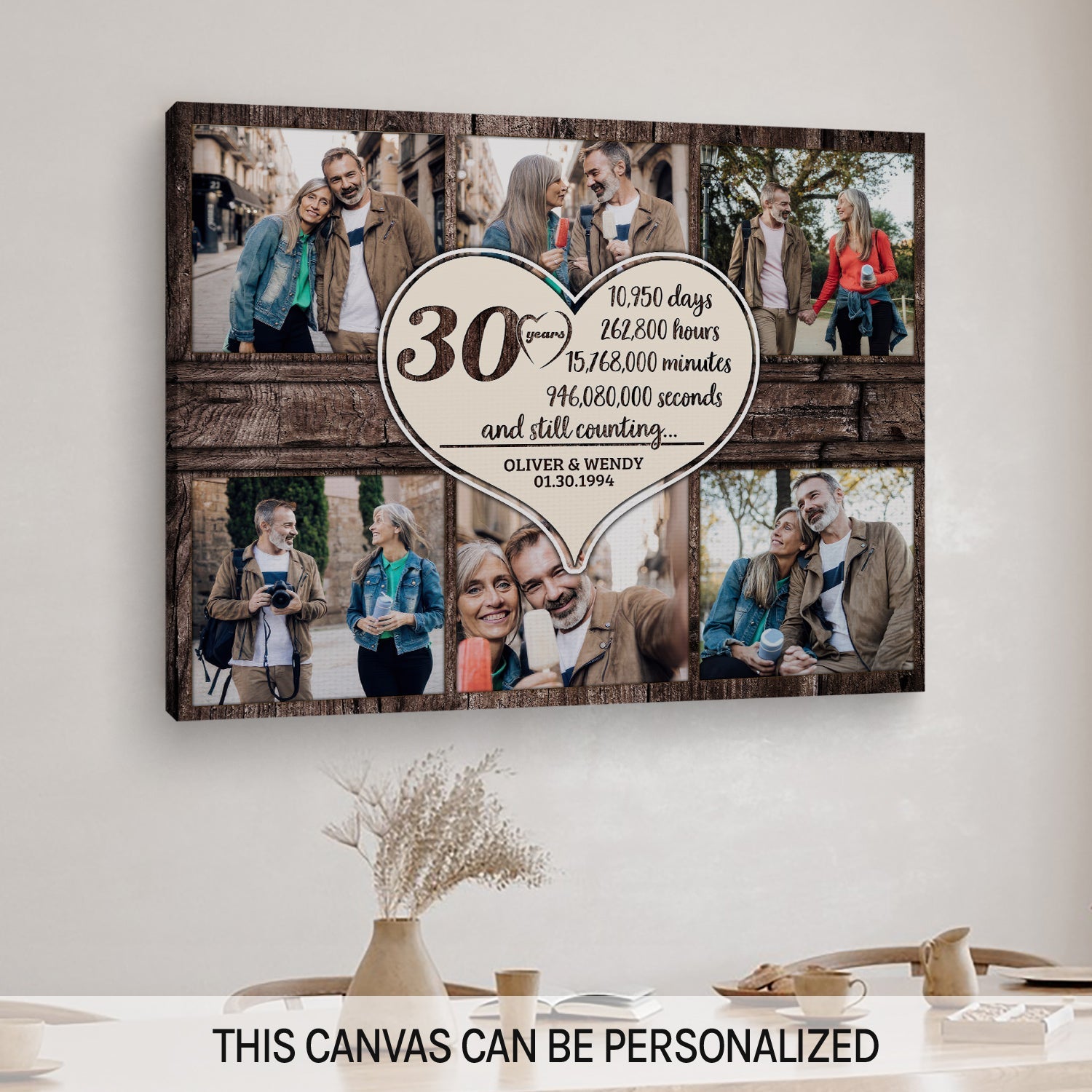 30 Years - Personalized 30 Year Anniversary gift For Husband or Wife - Custom Canvas Print - MyMindfulGifts