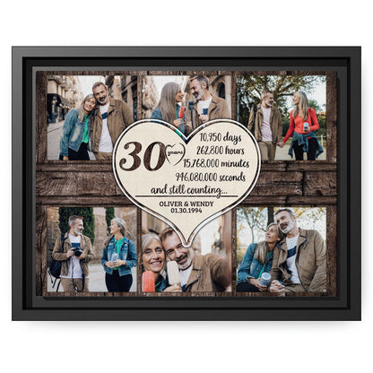30 Years - Personalized 30 Year Anniversary gift For Husband or Wife - Custom Canvas Print - MyMindfulGifts