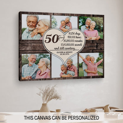 Fifty Years - Personalized 50 Year Anniversary gift For Husband or Wife - Custom Canvas Print - MyMindfulGifts
