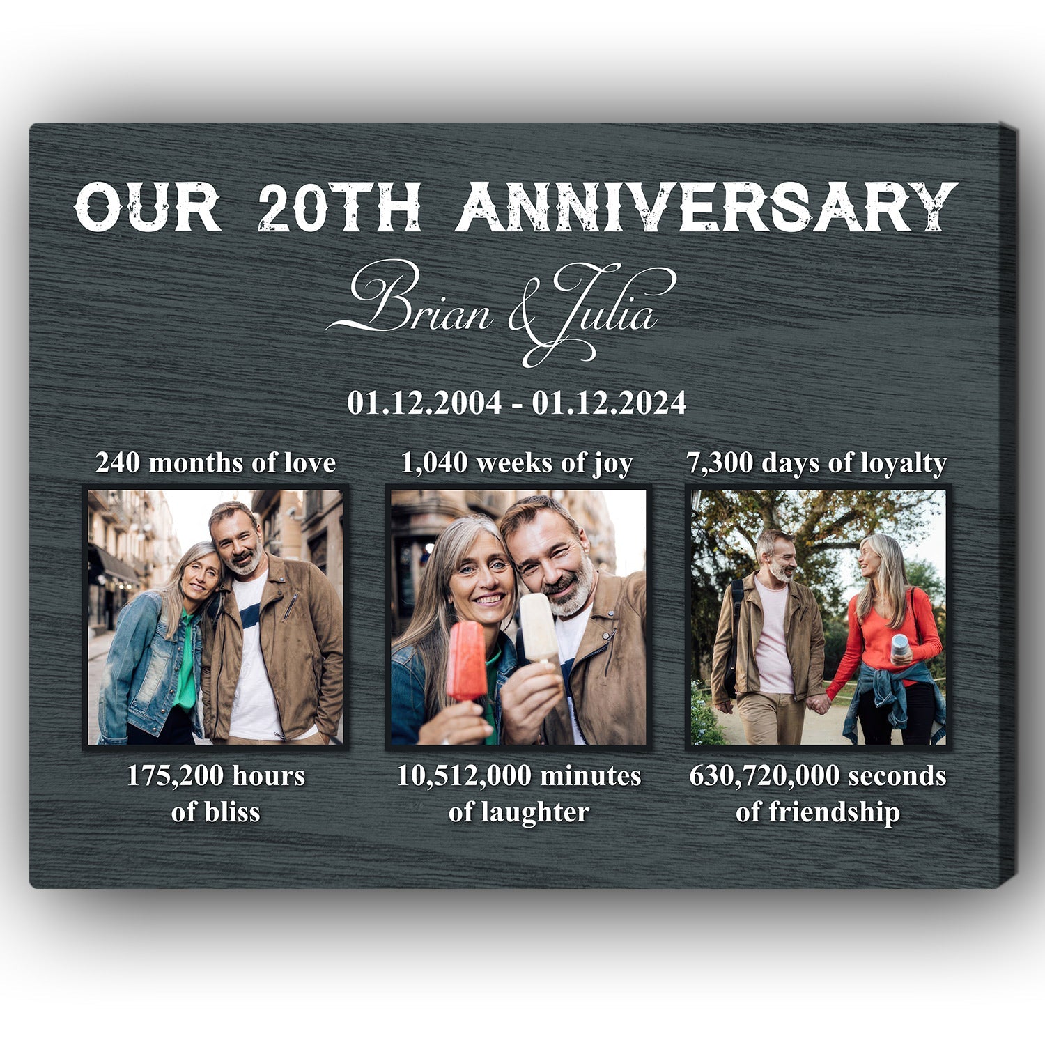 Our 20th Anniversary - Personalized 20 Year Anniversary gift For Husband or Wife - Custom Canvas Print - MyMindfulGifts