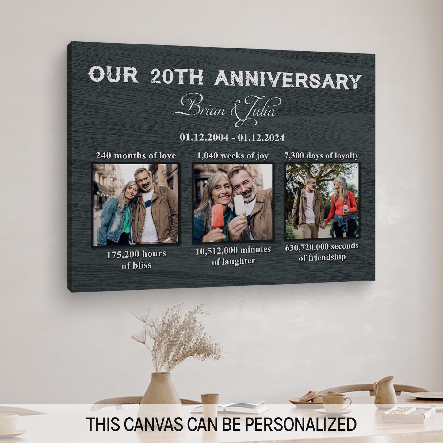 Our 20th Anniversary - Personalized 20 Year Anniversary gift For Husband or Wife - Custom Canvas Print - MyMindfulGifts