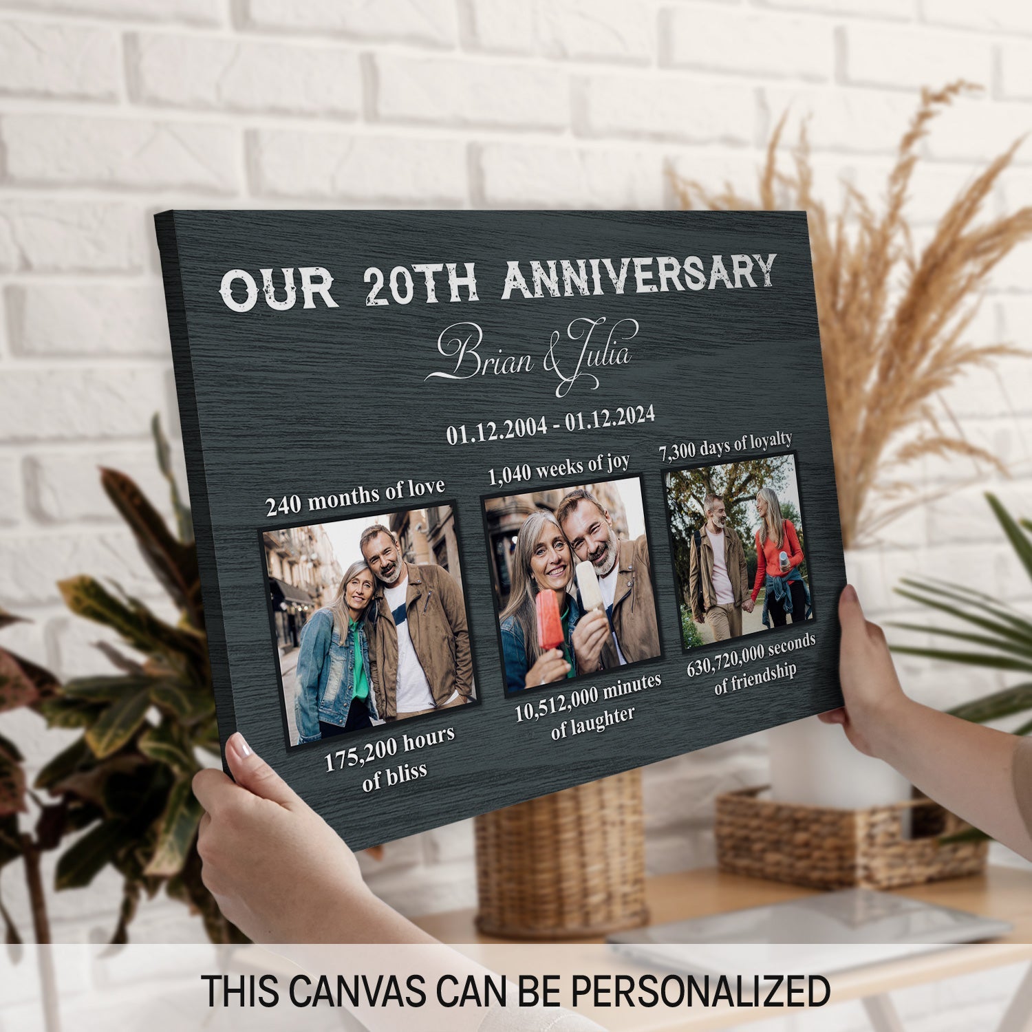 Our 20th Anniversary - Personalized 20 Year Anniversary gift For Husband or Wife - Custom Canvas Print - MyMindfulGifts