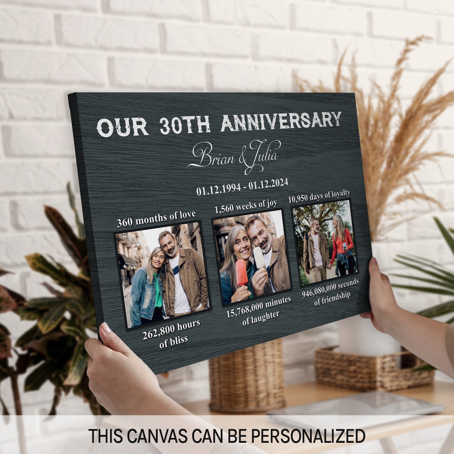 Our 30th Anniversary - Personalized 30 Year Anniversary gift For Husband or Wife - Custom Canvas Print - MyMindfulGifts