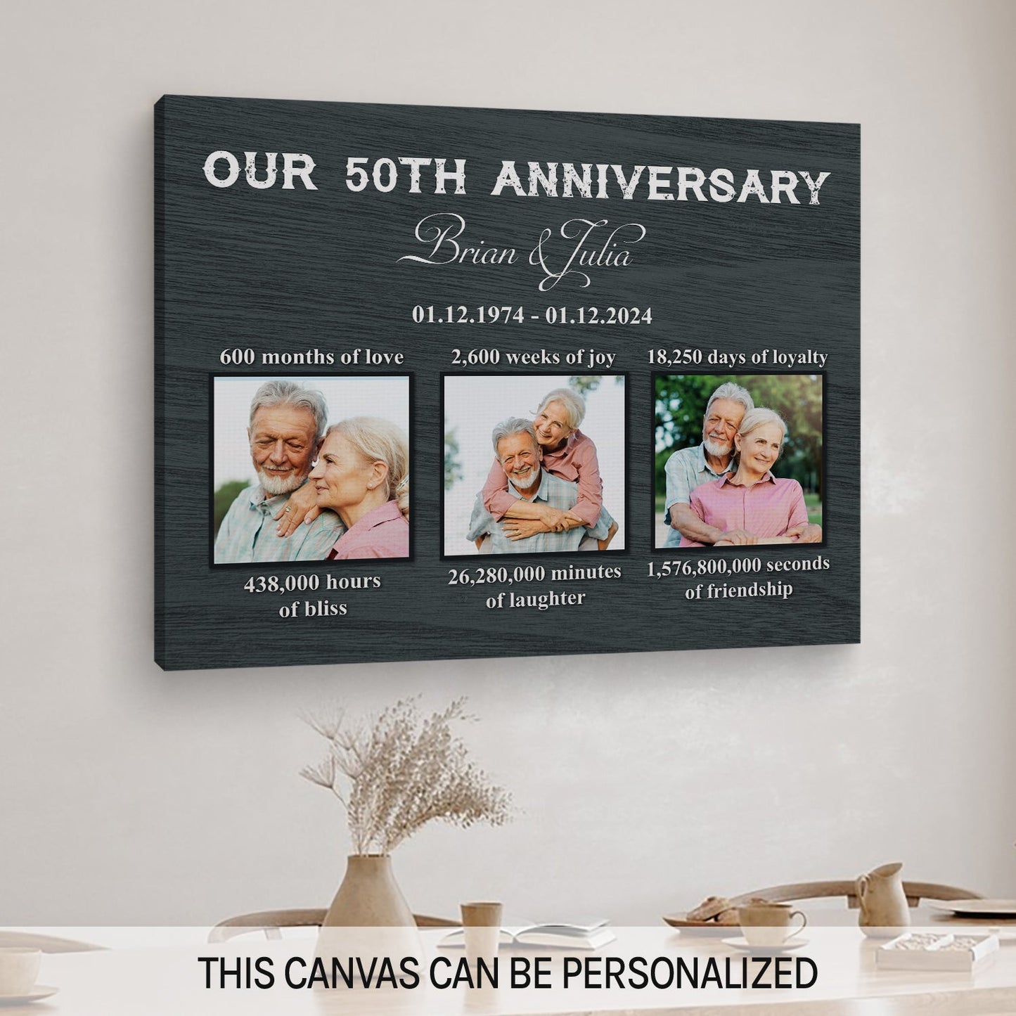 Our 50th Anniversary - Personalized 50 Year Anniversary gift For Husband or Wife - Custom Canvas Print - MyMindfulGifts