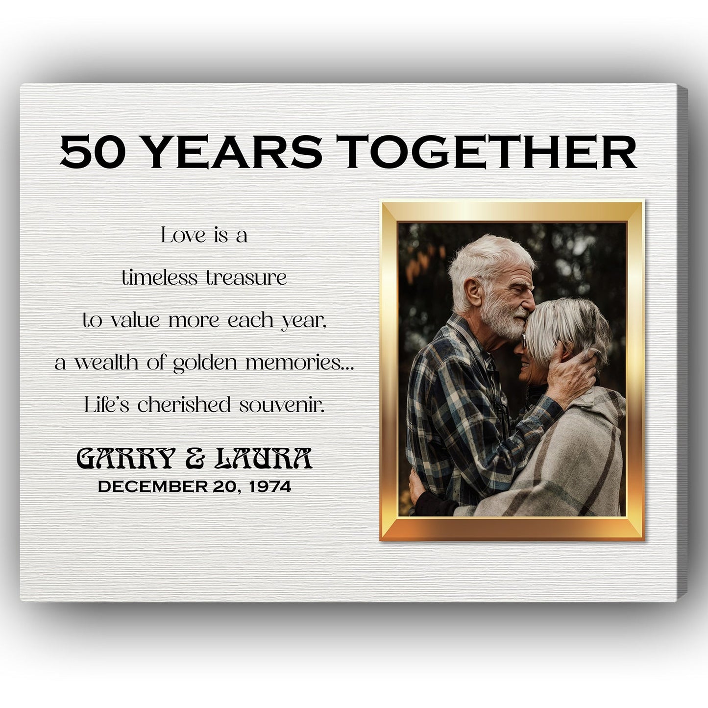 50 Years Together - Personalized 50 Year Anniversary gift For Husband or Wife - Custom Canvas Print - MyMindfulGifts
