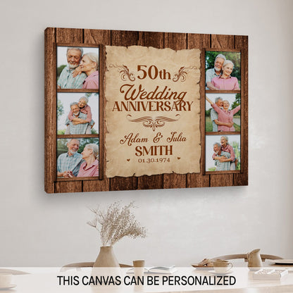 Personalized 50th Wedding Anniversary gift For Parents, Friends, Husband or Wife - Custom Canvas Print - MyMindfulGifts