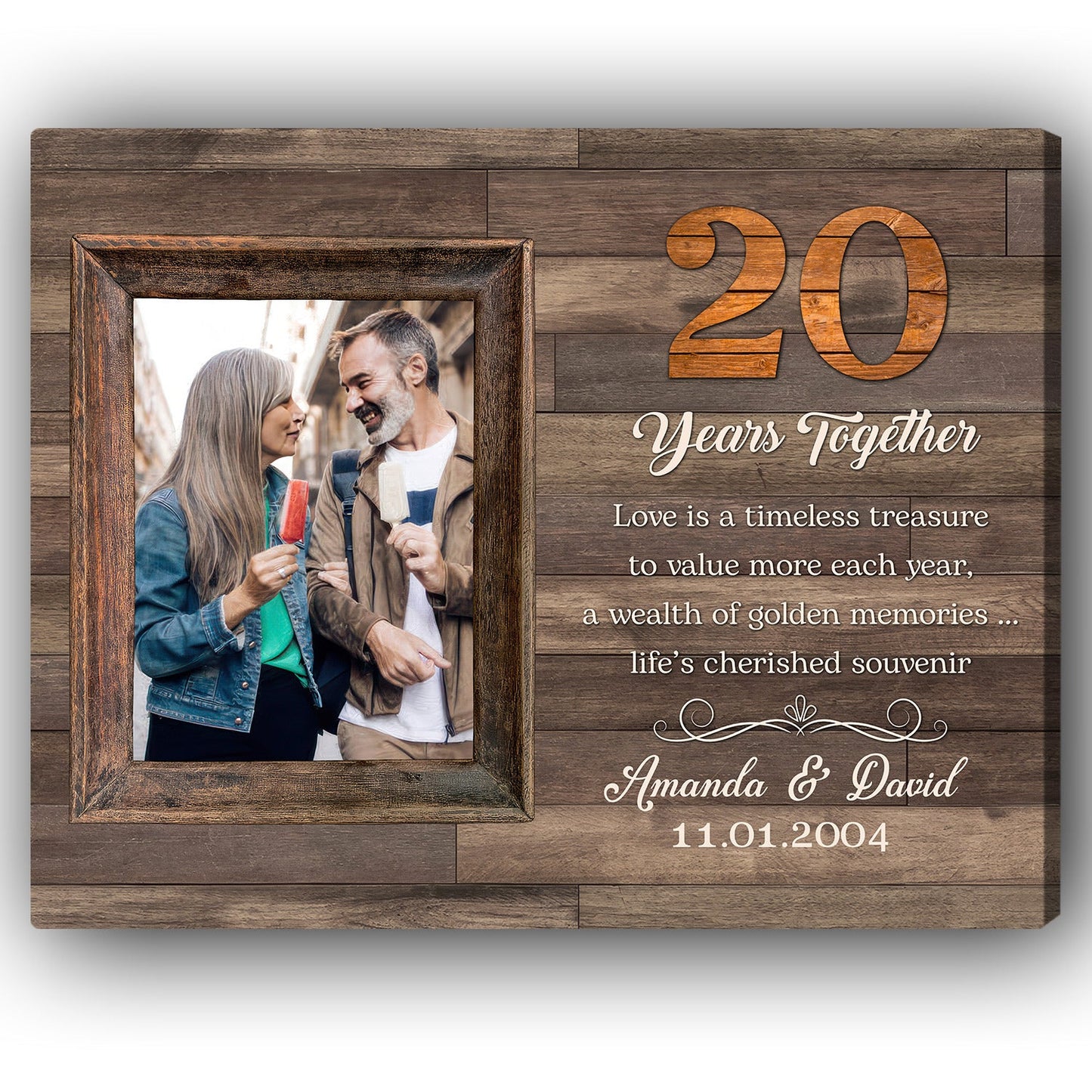 20 Years Together - Personalized 20 Year Anniversary gift For Husband or Wife - Custom Canvas Print - MyMindfulGifts