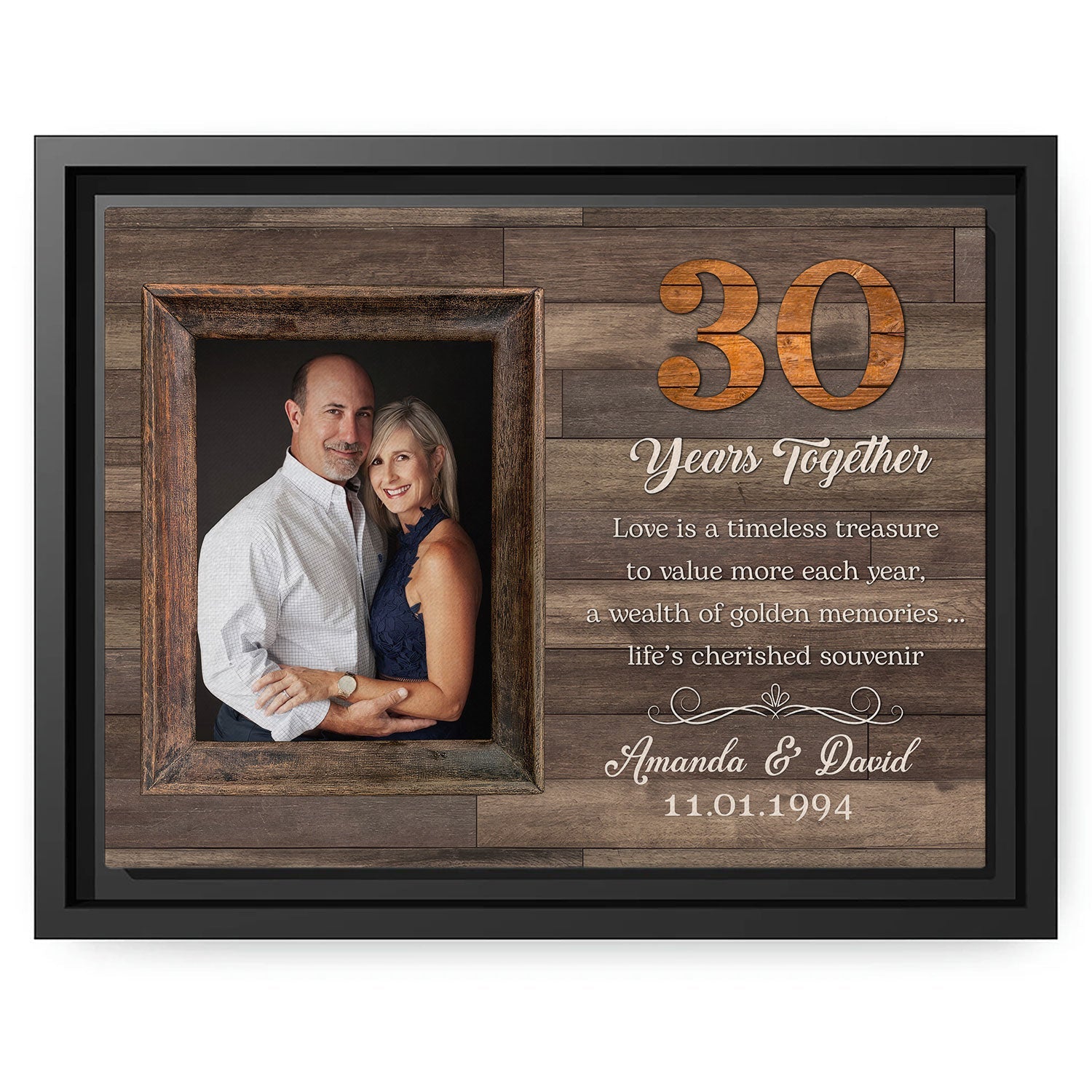 30 Years Together - Personalized 30 Year Anniversary gift For Husband or Wife - Custom Canvas Print - MyMindfulGifts