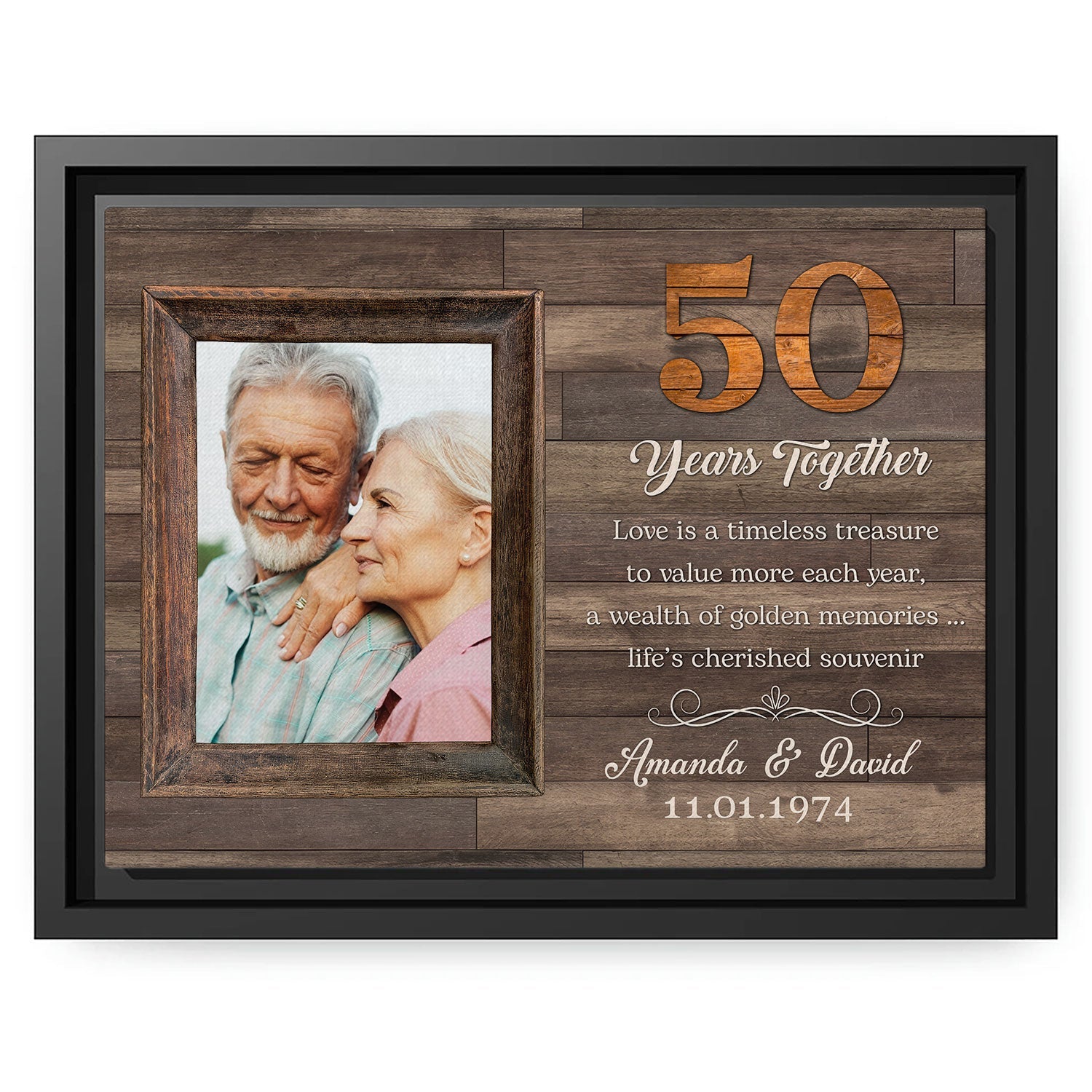 50 Years Together - Personalized 50 Year Anniversary gift For Parents, Friends, Husband or Wife - Custom Canvas Print - MyMindfulGifts