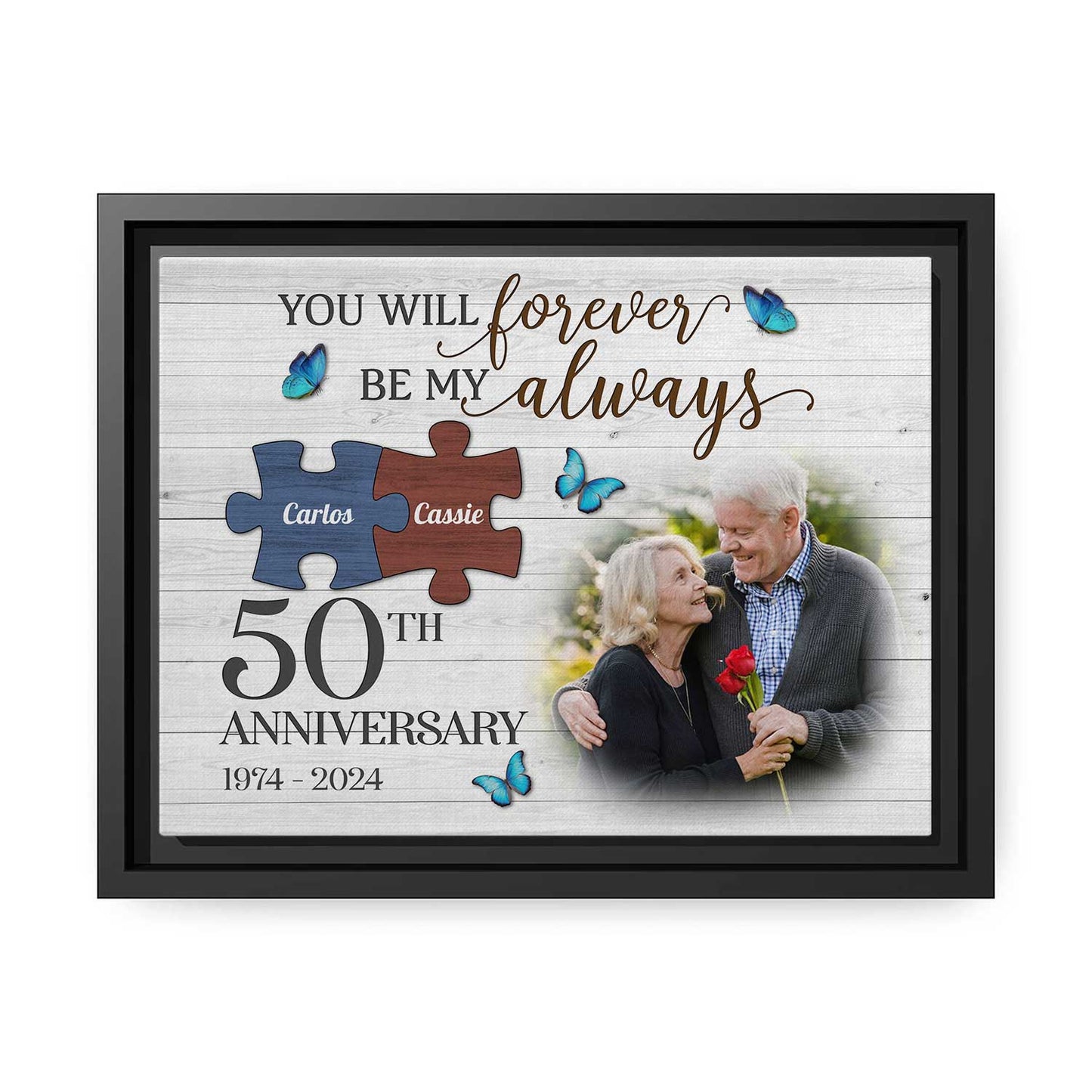 You Will Forever Be My Always - Personalized 50 Year Anniversary gift For Husband or Wife - Custom Canvas Print - MyMindfulGifts