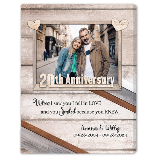 20th Anniversary - Personalized 20 Year Anniversary gift For Husband or Wife - Custom Canvas Print - MyMindfulGifts