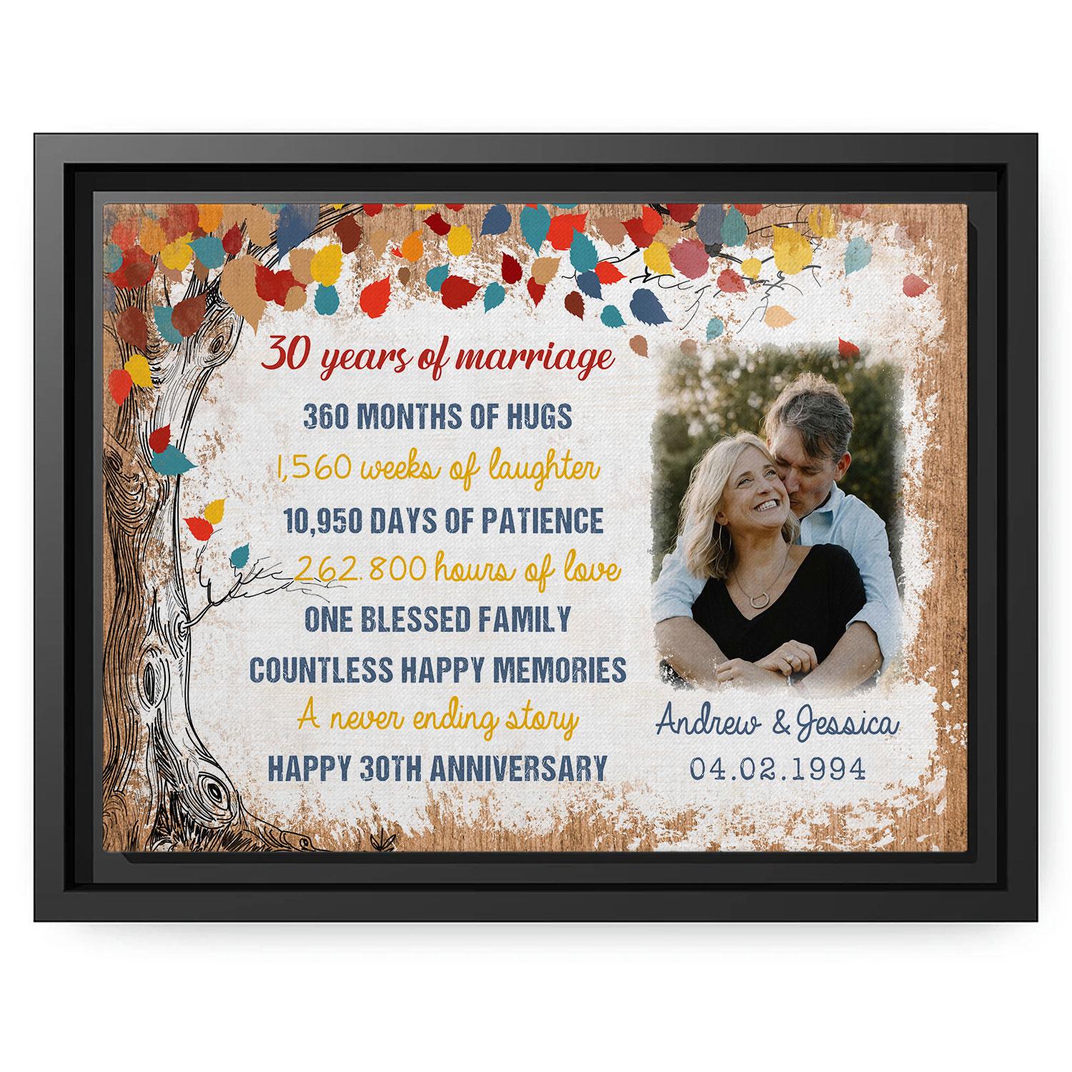 30 Years Of Marriage - Personalized 30 Year Anniversary gift For Husband or Wife - Custom Canvas Print - MyMindfulGifts