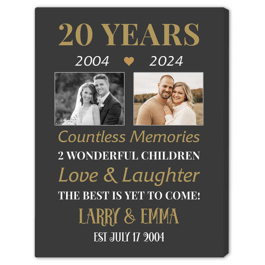 20 Years - Personalized 20 Year Anniversary gift For Husband or Wife - Custom Canvas Print - MyMindfulGifts