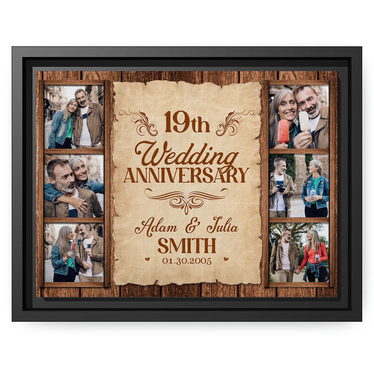 19th Wedding Anniversary - Personalized 19 Year Anniversary gift For Husband or Wife - Custom Canvas Print - MyMindfulGifts