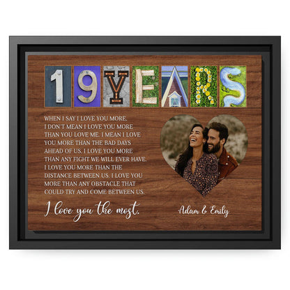 19 Years - Personalized 19 Year Anniversary gift For Husband or Wife - Custom Canvas Print - MyMindfulGifts