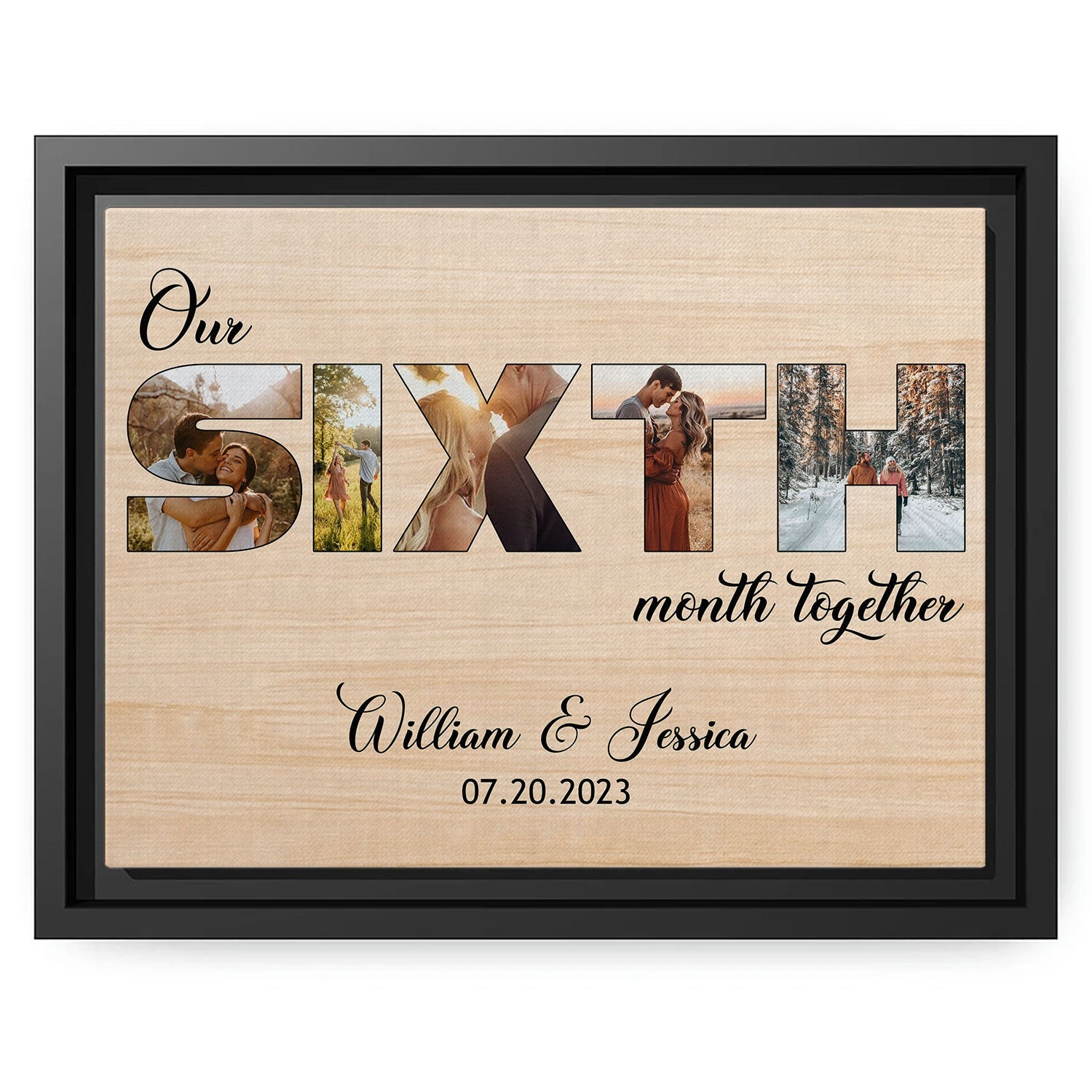 Our Sixth Month Together Personalized Month Anniversary gift For Him or Her Custom Canvas Print MyMindfulGifts