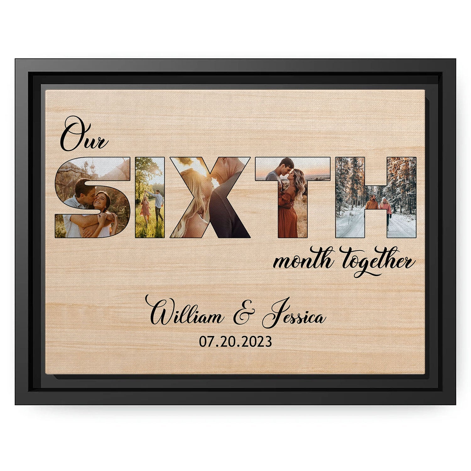 Our Sixth Month Together - Personalized 6 Month Anniversary gift For Him or Her - Custom Canvas Print - MyMindfulGifts