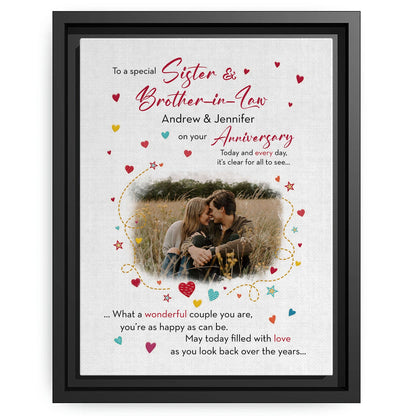 To A Special Sister & Brother In Law - Personalized Anniversary gift For Sister & Brother In Law - Custom Canvas Print - MyMindfulGifts
