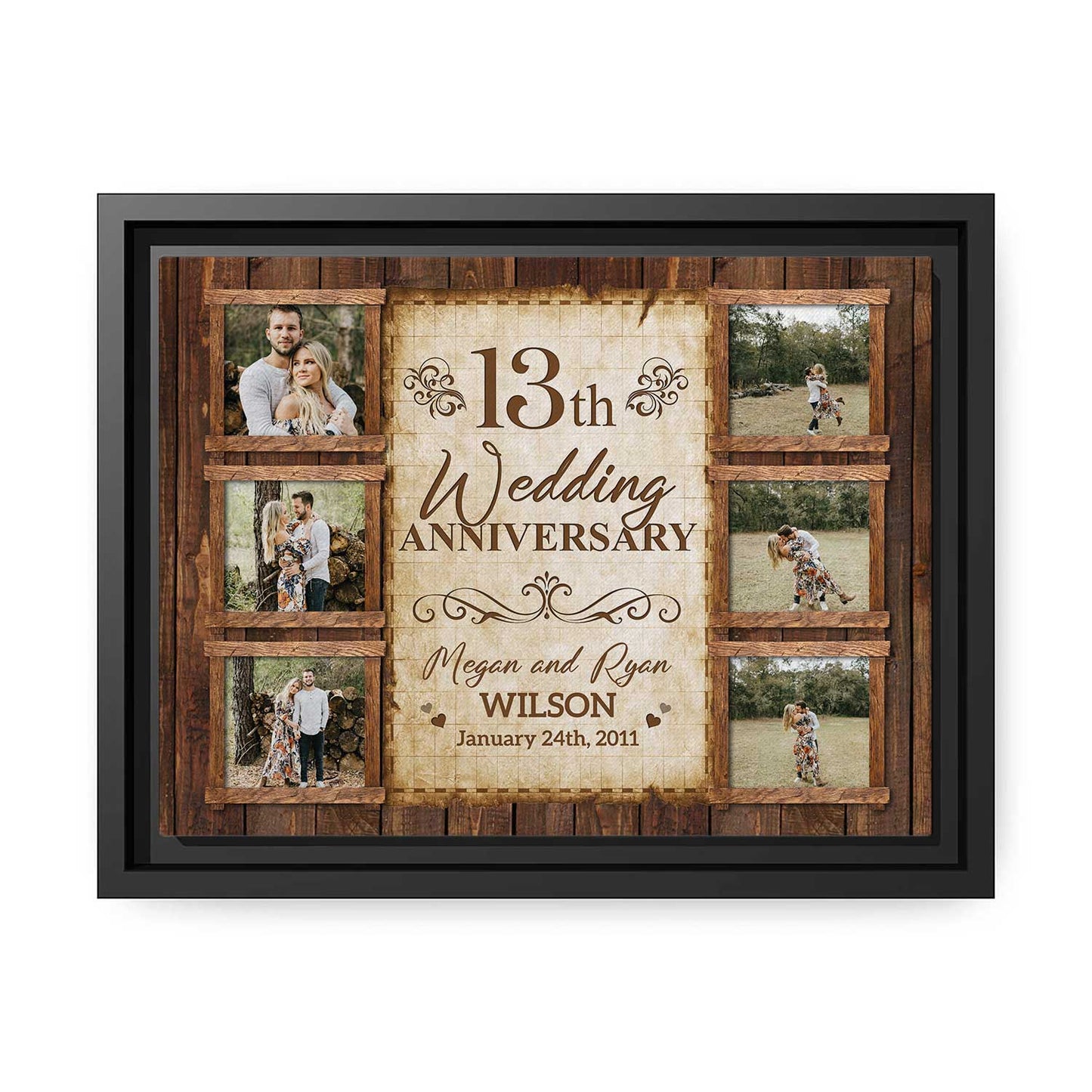 13th Wedding Anniversary - Personalized 13 Year Anniversary gift For Husband or Wife - Custom Canvas Print - MyMindfulGifts
