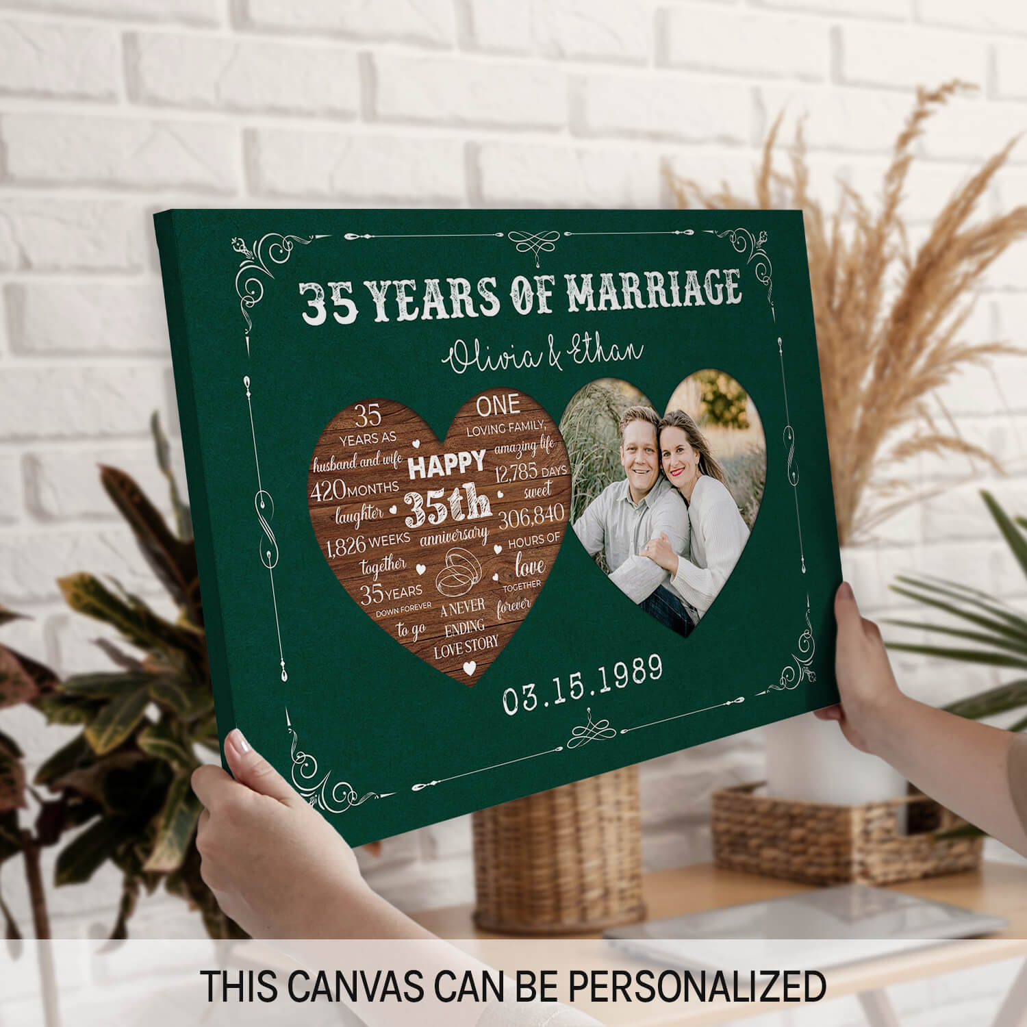 35 Years Of Marriage - Personalized 35 Year Anniversary gift For Husband or Wife - Custom Canvas Print - MyMindfulGifts