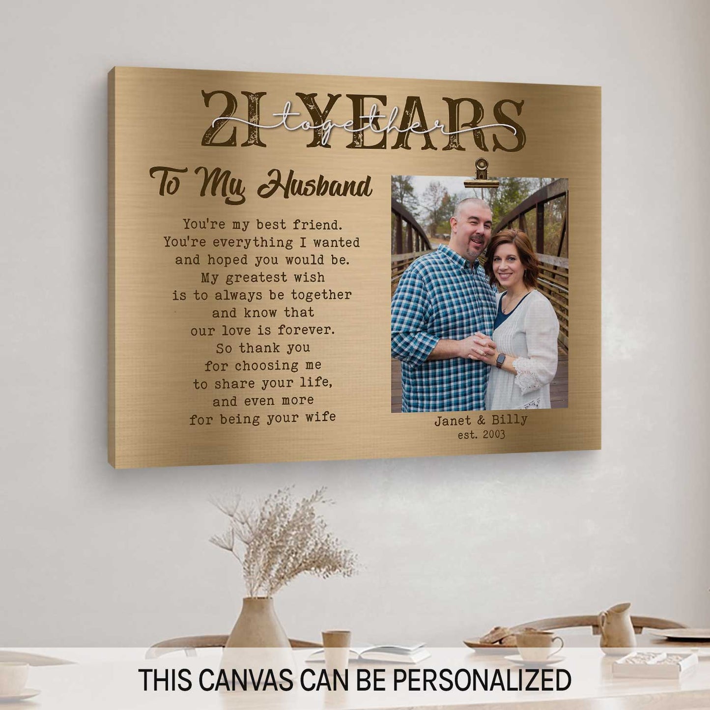 21 Years Together - Personalized 21 Year Anniversary gift For Husband - Custom Canvas Print - MyMindfulGifts