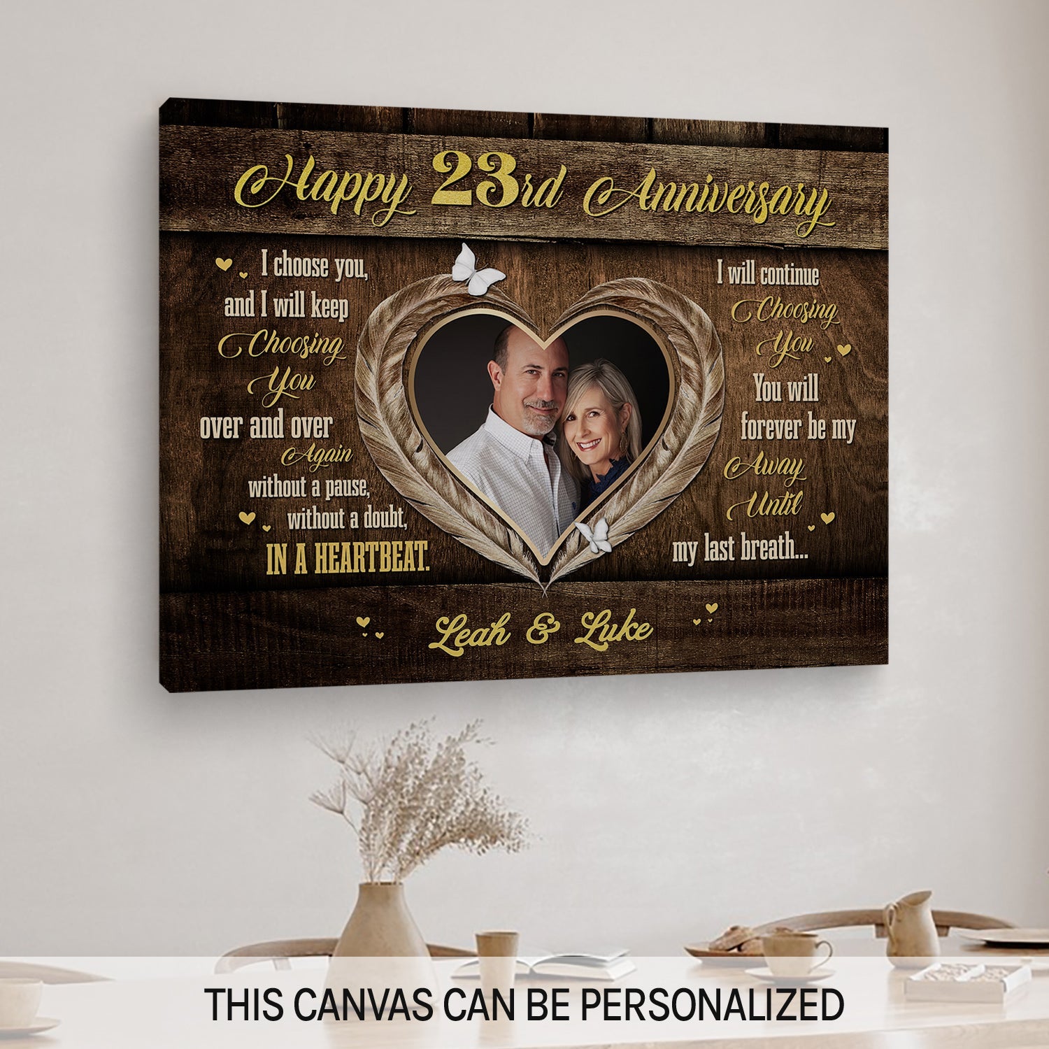 Happy 23rd Anniversary - Personalized 23 Year Anniversary gift For Husband or Wife - Custom Canvas Print - MyMindfulGifts