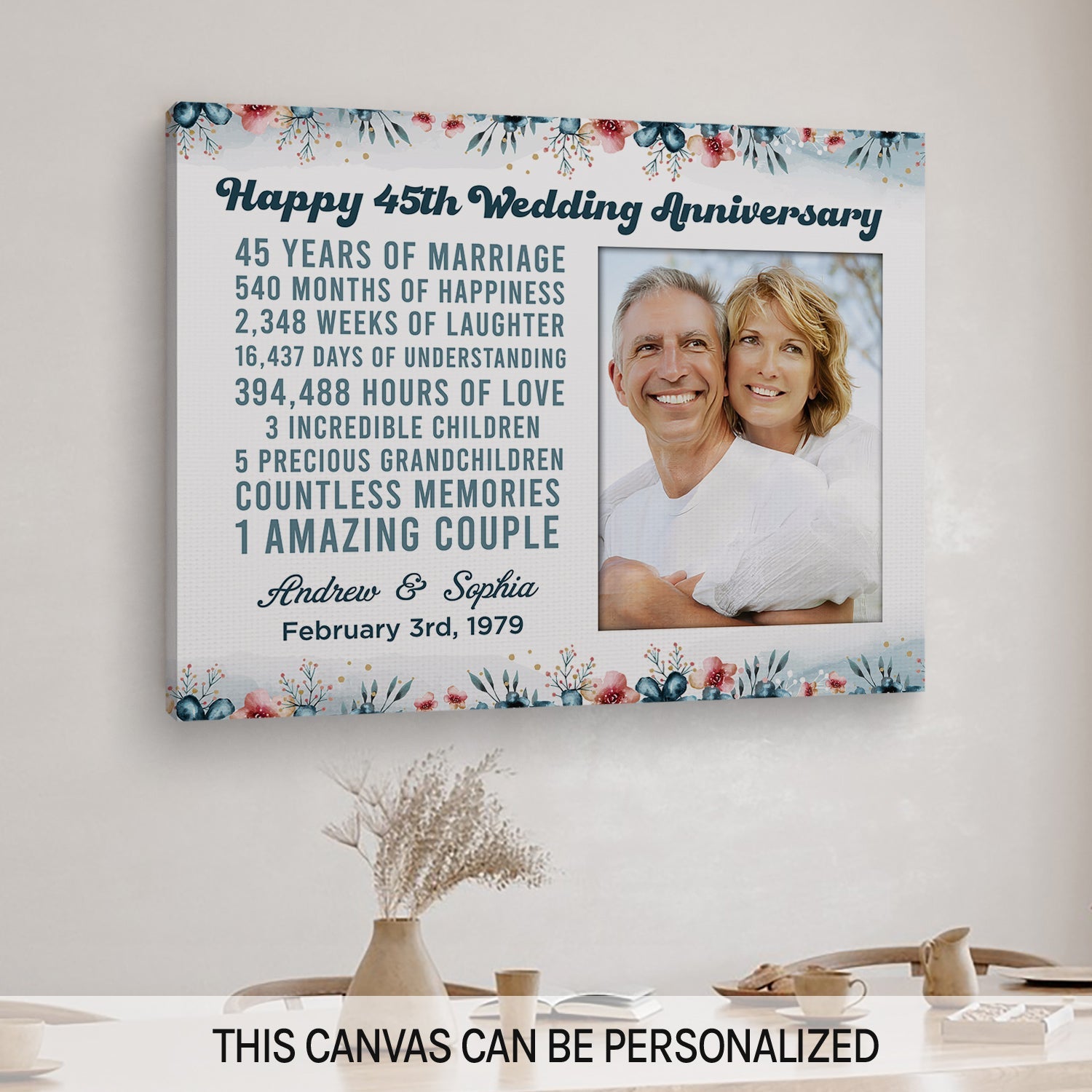 Happy 45th Wedding Anniversary Personalized 45 Year Anniversary gift My Mindful Gifts