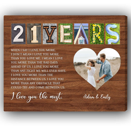 21 Years - Personalized 21 Year Anniversary gift For Parents, Husband or Wife - Custom Canvas Print - MyMindfulGifts