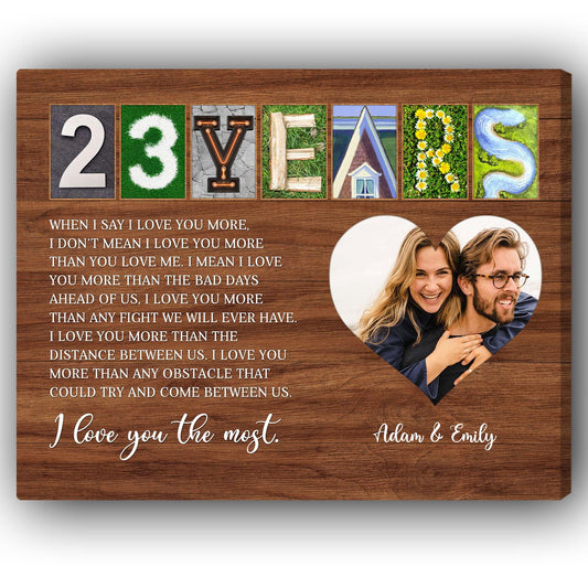 23 Years - Personalized 23 Year Anniversary gift For Parents, Husband or Wife - Custom Canvas Print - MyMindfulGifts