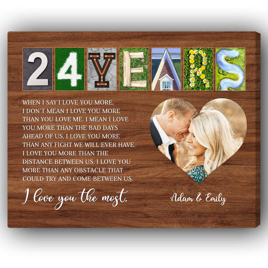 24 Years - Personalized 24 Year Anniversary gift For Parents, Husband or Wife - Custom Canvas Print - MyMindfulGifts