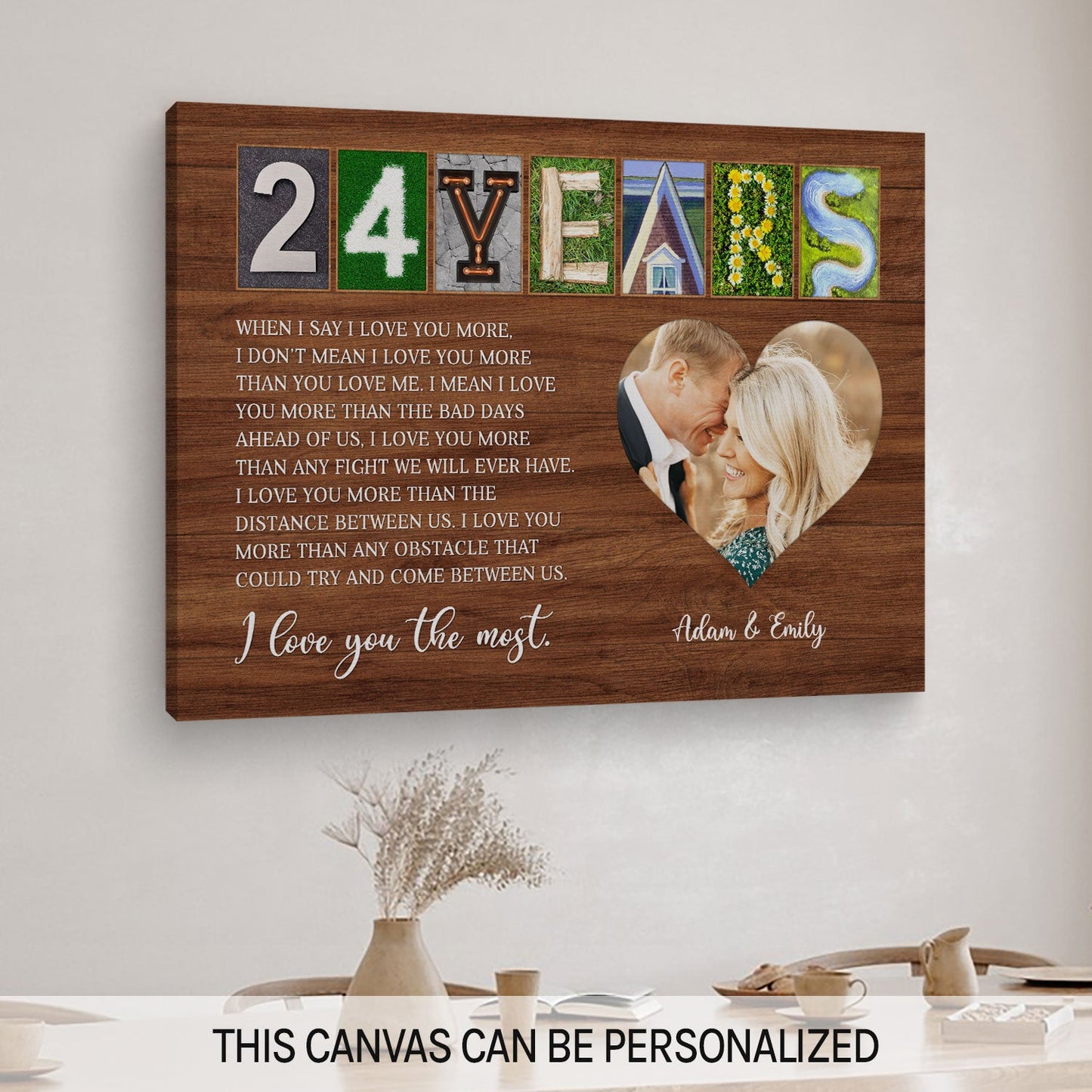 24 Years - Personalized 24 Year Anniversary gift For Parents, Husband or Wife - Custom Canvas Print - MyMindfulGifts