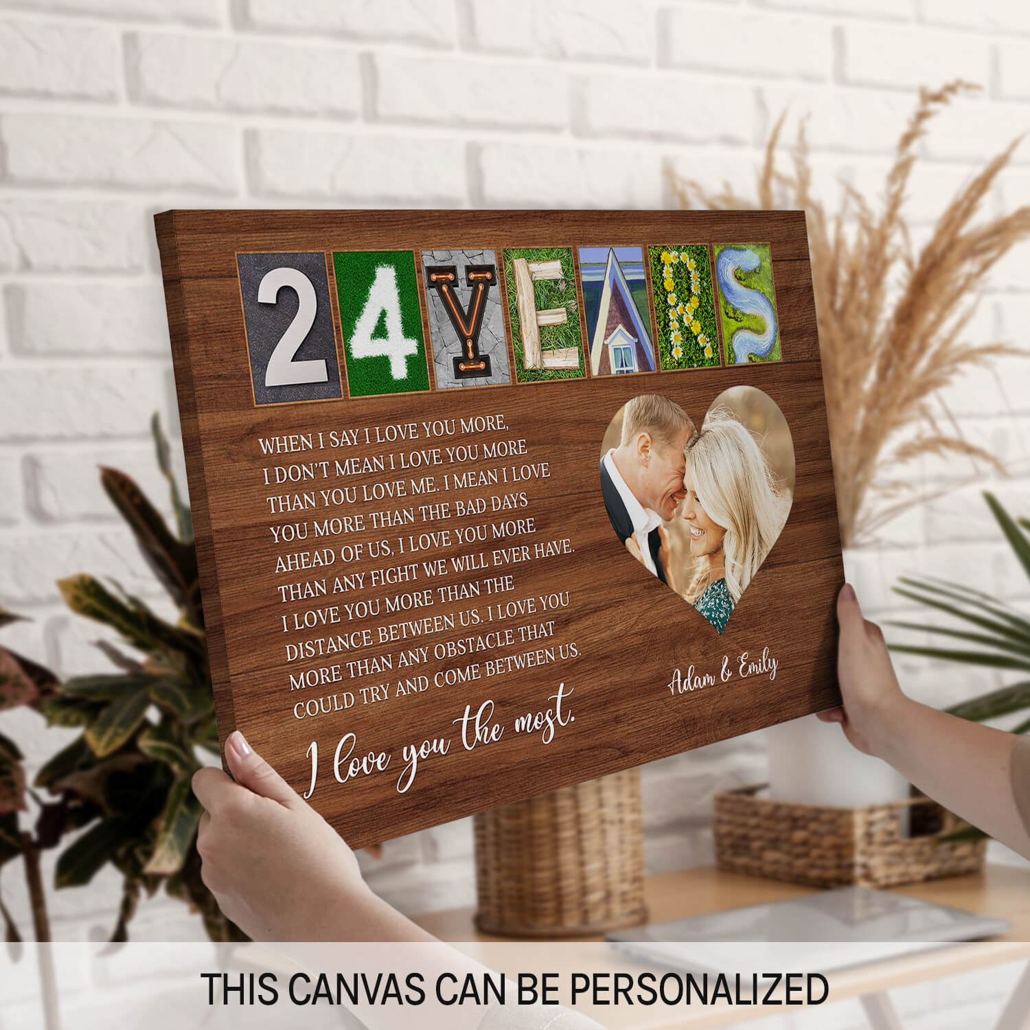 24 Years - Personalized 24 Year Anniversary gift For Parents, Husband or Wife - Custom Canvas Print - MyMindfulGifts