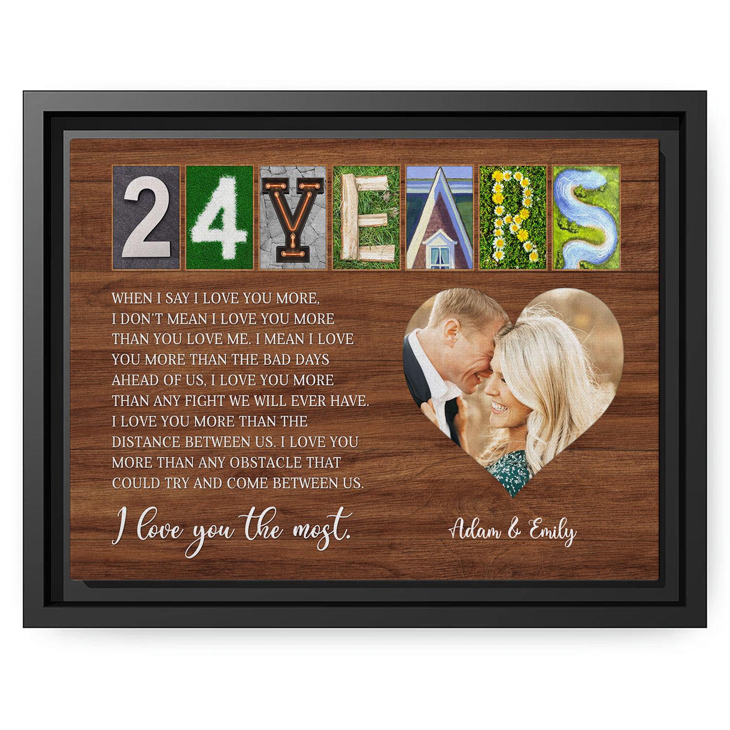 24 Years - Personalized 24 Year Anniversary gift For Parents, Husband or Wife - Custom Canvas Print - MyMindfulGifts