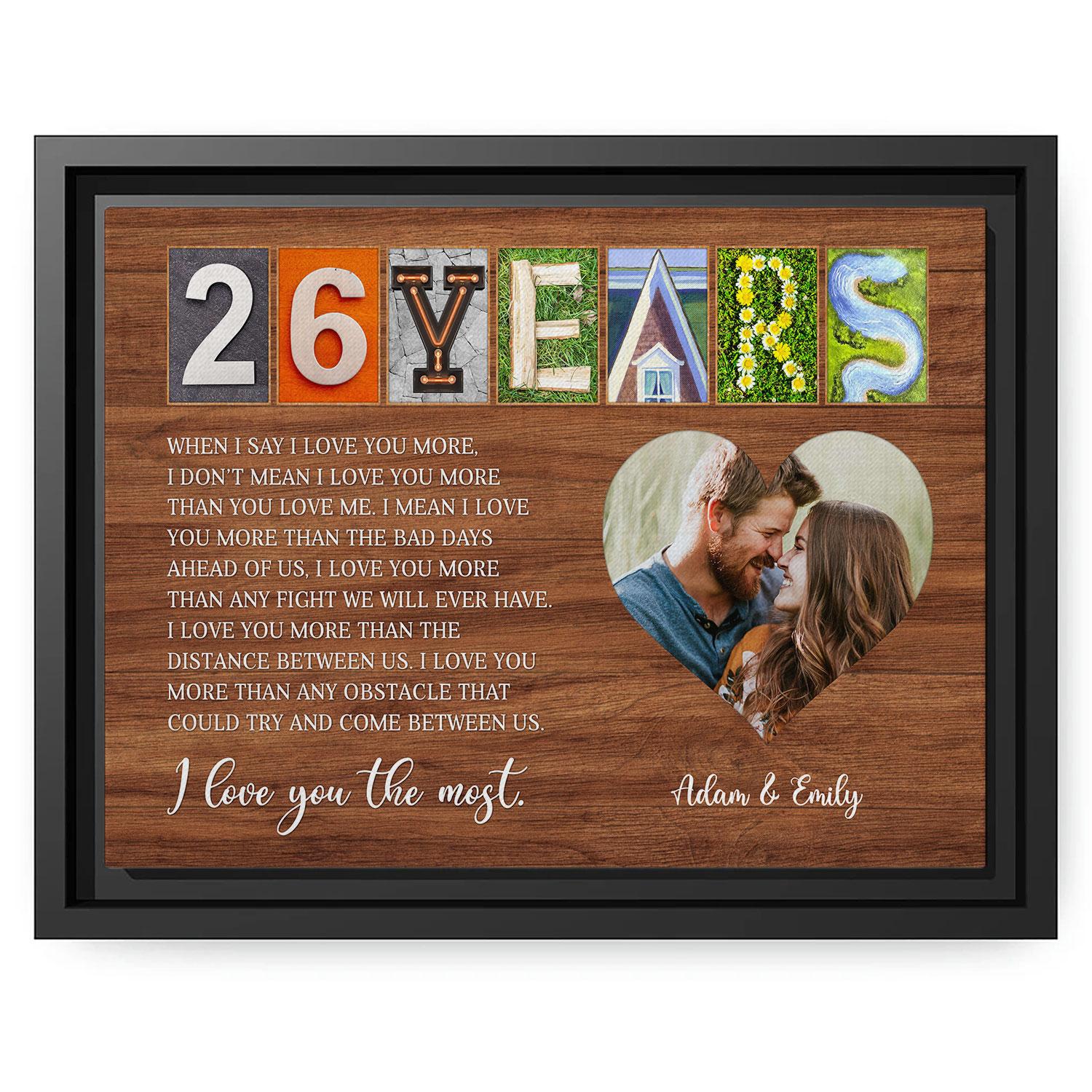 26 Years - Personalized 26 Year Anniversary gift For Husband or Wife - Custom Canvas Print - MyMindfulGifts
