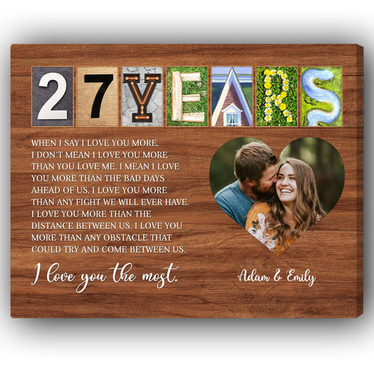 27 Years - Personalized 27 Year Anniversary gift For Husband or Wife - Custom Canvas Print - MyMindfulGifts