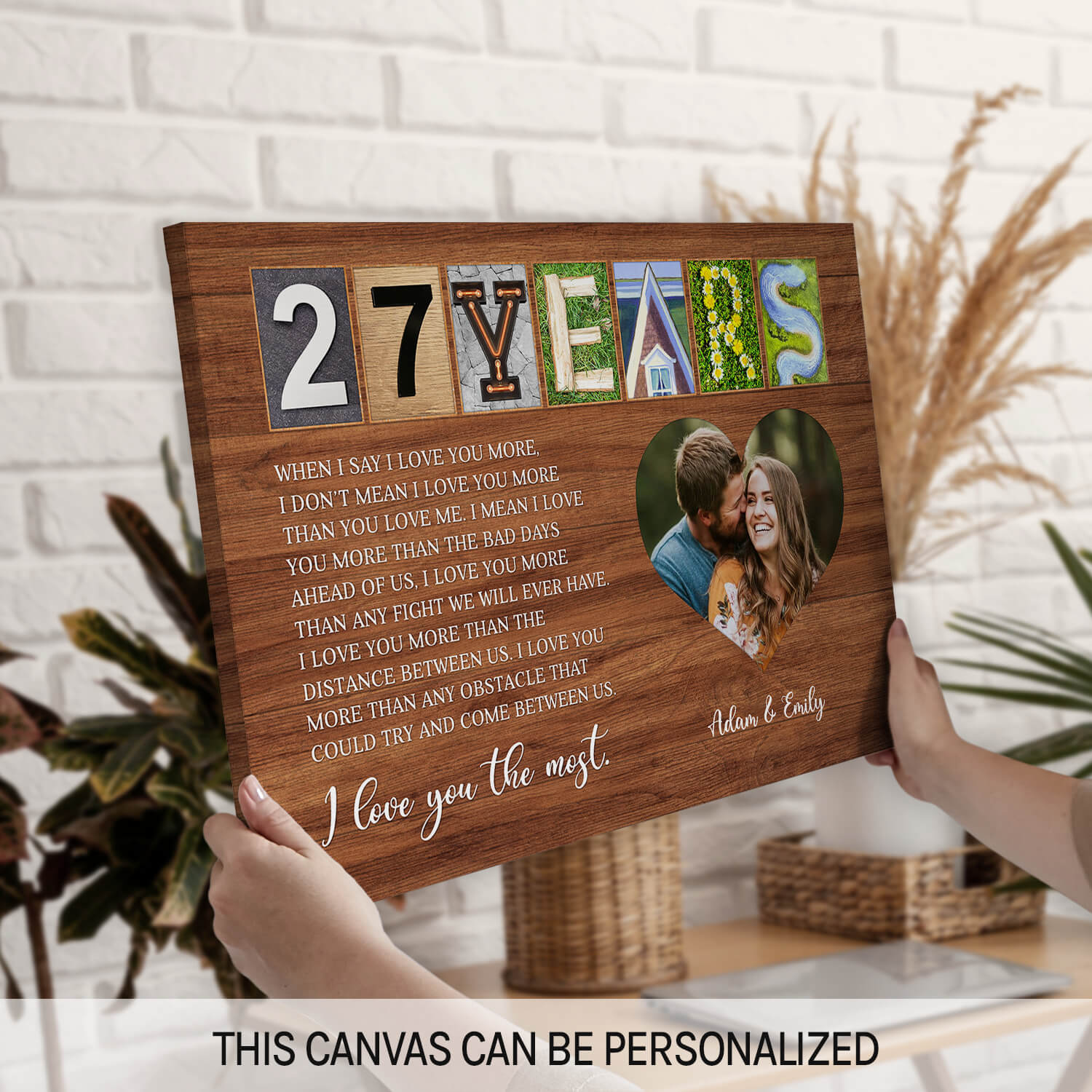 27 Years - Personalized 27 Year Anniversary gift For Husband or Wife - Custom Canvas Print - MyMindfulGifts