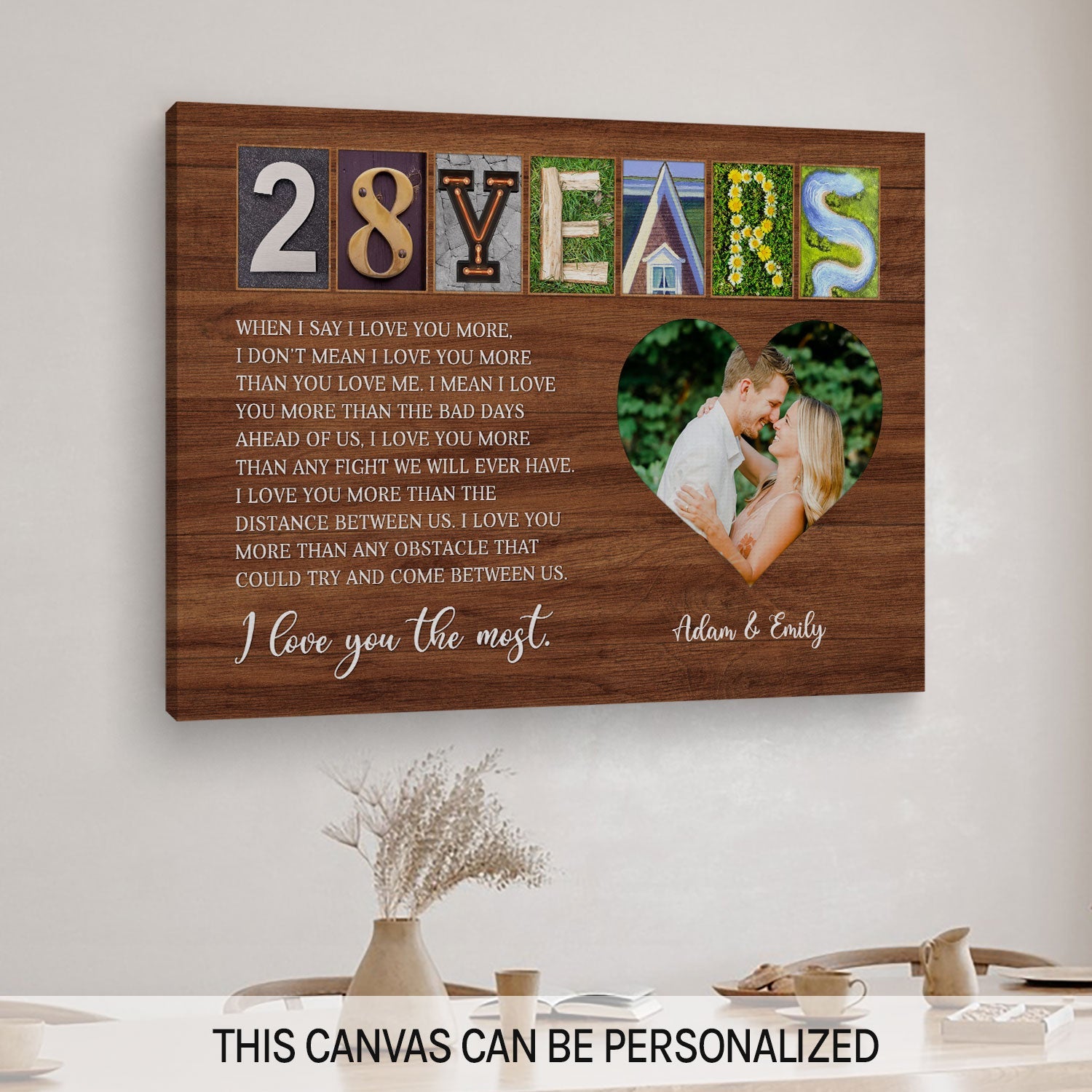 28 Years - Personalized 28 Year Anniversary gift For Husband or Wife - Custom Canvas Print - MyMindfulGifts