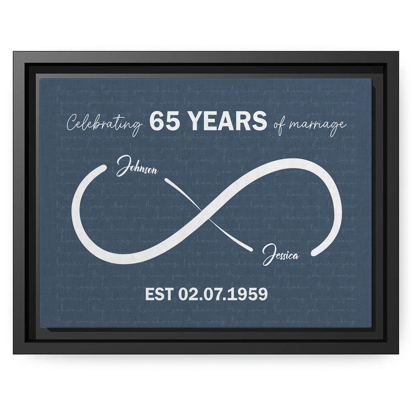 Infinity Symbol Song Lyrics - Personalized 65 Year Anniversary gift For Parents - Custom Canvas Print - MyMindfulGifts