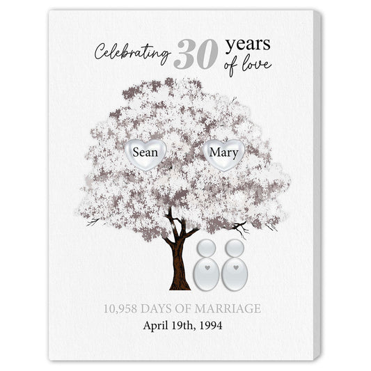 Celebrating 30 Years Of Love - Personalized 30 Year Anniversary gift For Parents - Custom Canvas Print - MyMindfulGifts