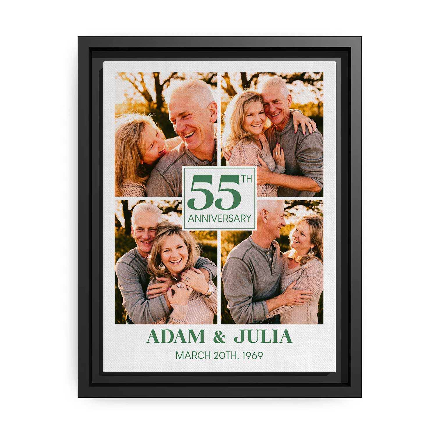 55th Anniversary - Personalized 55 Year Anniversary gift For Parents - Custom Canvas Print - MyMindfulGifts