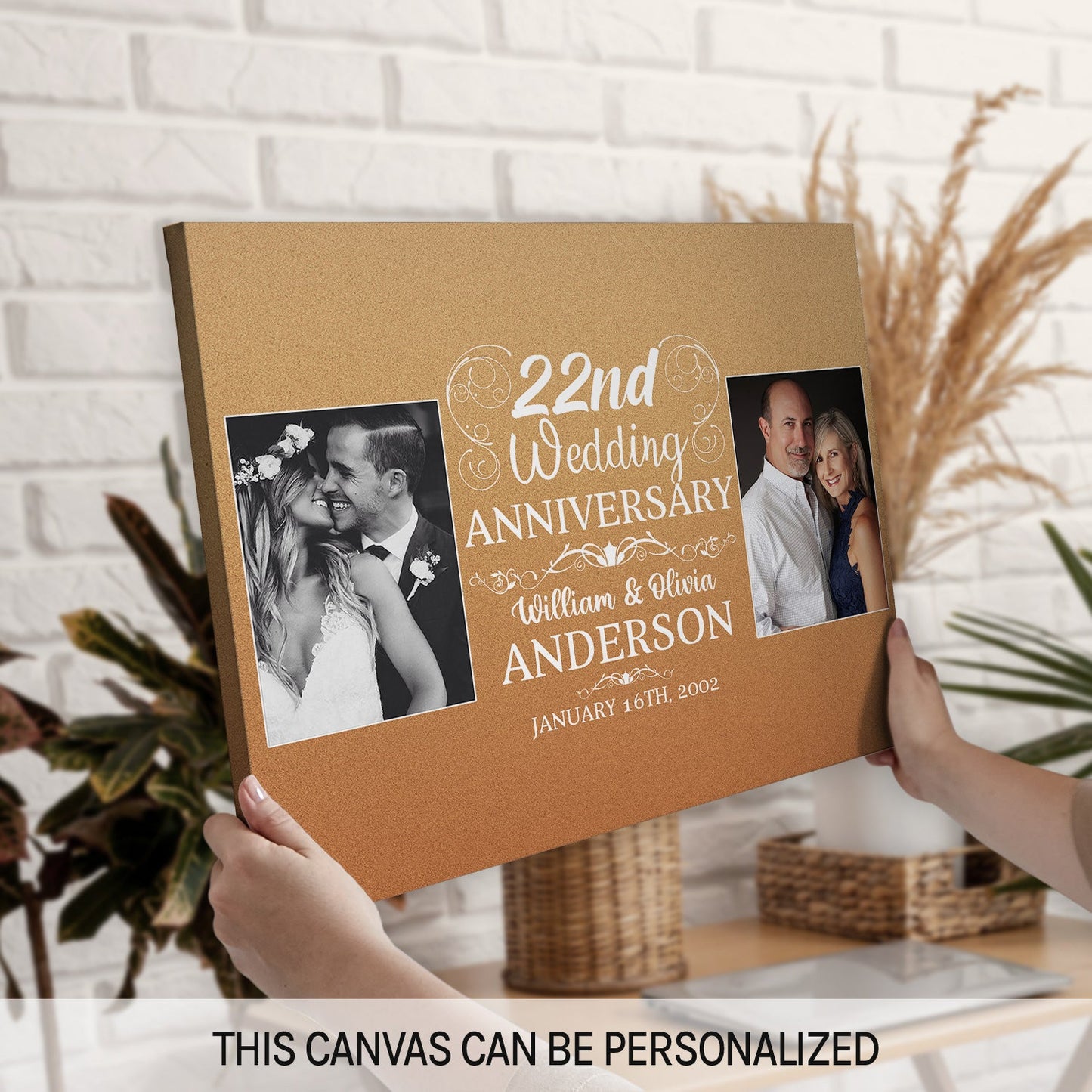 22nd Wedding Anniversary - Personalized 22 Year Anniversary gift For Parents, Husband or Wife - Custom Canvas Print - MyMindfulGifts