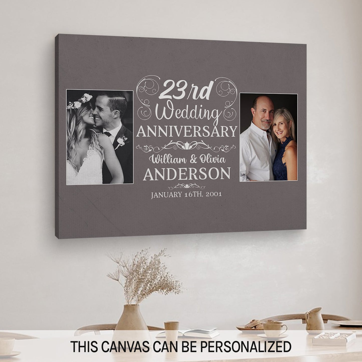 23rd Wedding Anniversary - Personalized 23 Year Anniversary gift For Parents, Husband or Wife - Custom Canvas Print - MyMindfulGifts