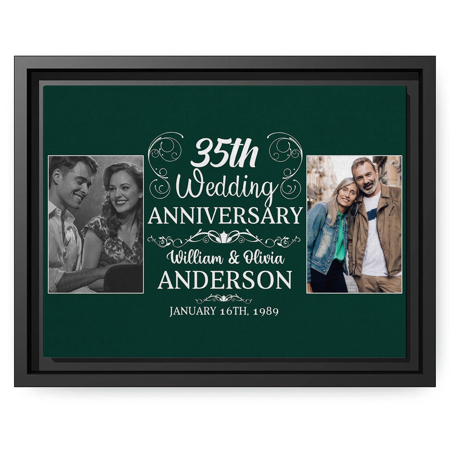 35th Wedding Anniversary - Personalized 35 Year Anniversary gift For Parents, Husband or Wife - Custom Canvas Print - MyMindfulGifts