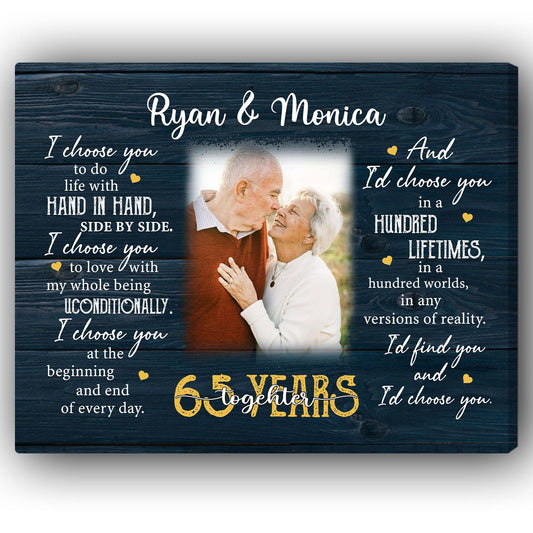 65 Years Together - Personalized 65 Year Anniversary gift For Parents, Husband or Wife - Custom Canvas Print - MyMindfulGifts