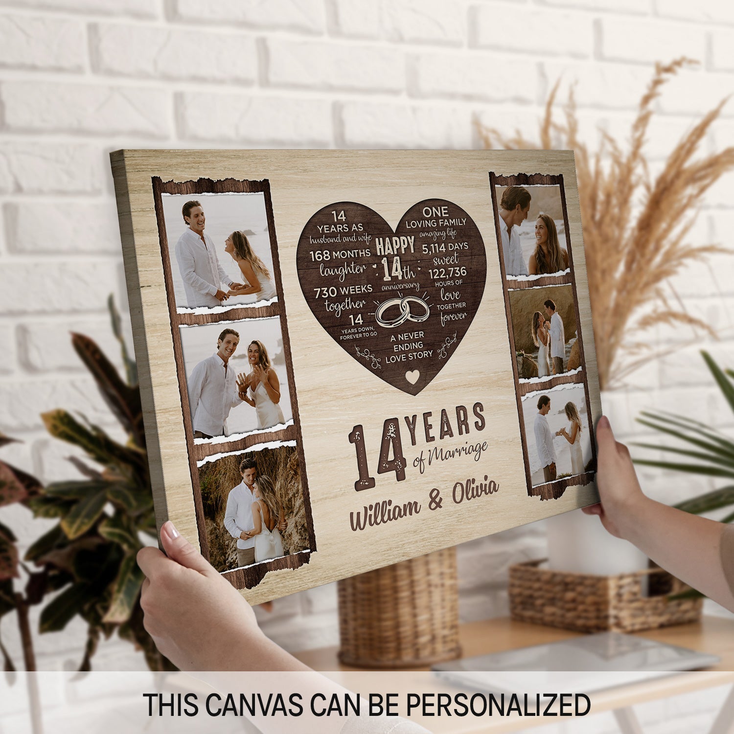 14 Years Of Marriage Personalized 14 Year Anniversary gift For Him or Her Custom Canvas Print MyMindfulGifts