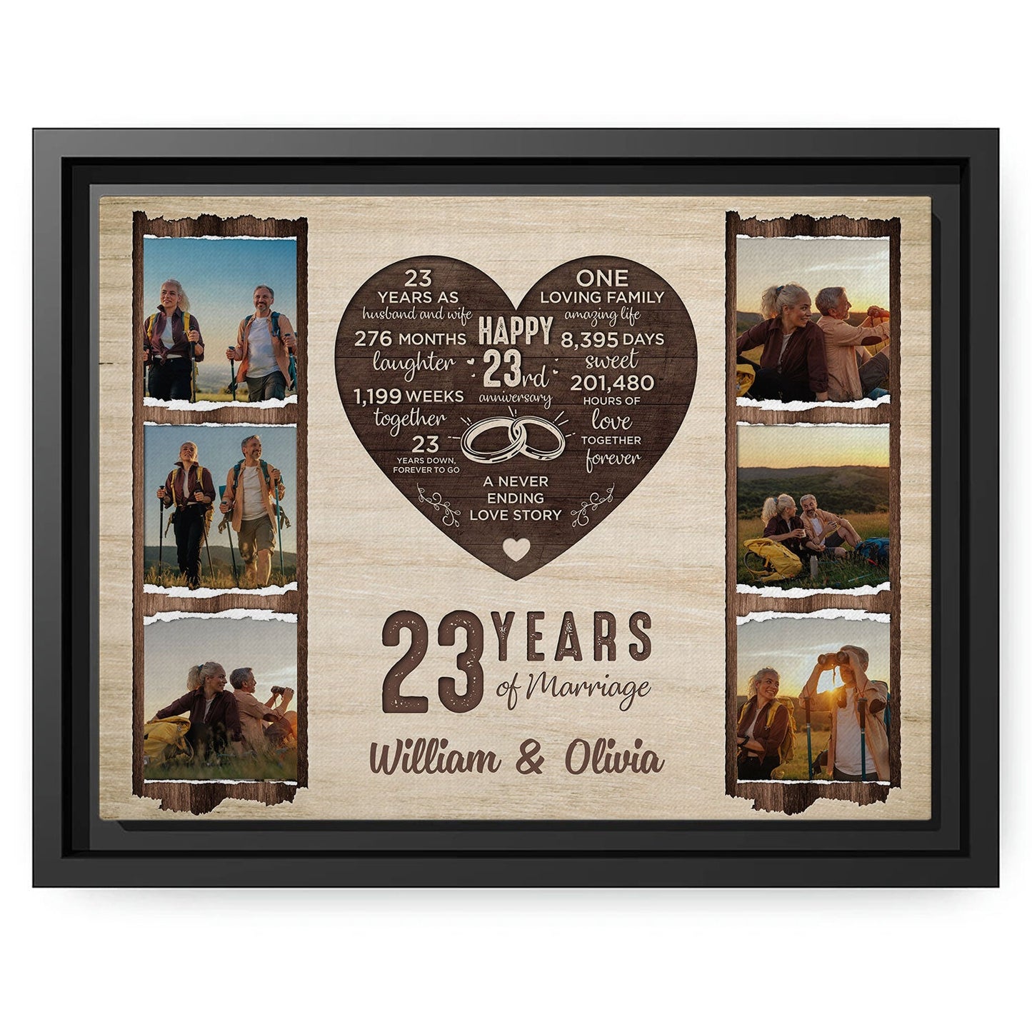 23 Years Of Marriage - Personalized 23 Year Anniversary gift For Parents - Custom Canvas Print - MyMindfulGifts