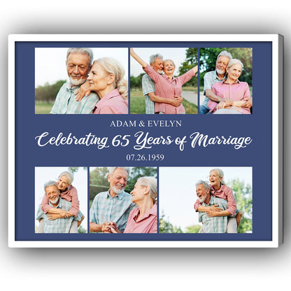 Celebrating 65 Years Of Marriage - Personalized 65 Year Anniversary gift For Parents - Custom Canvas Print - MyMindfulGifts